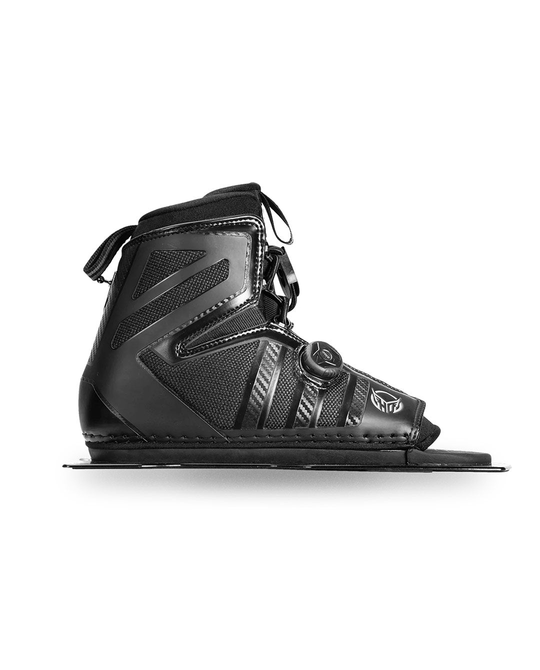 Black water ski boot on a white background