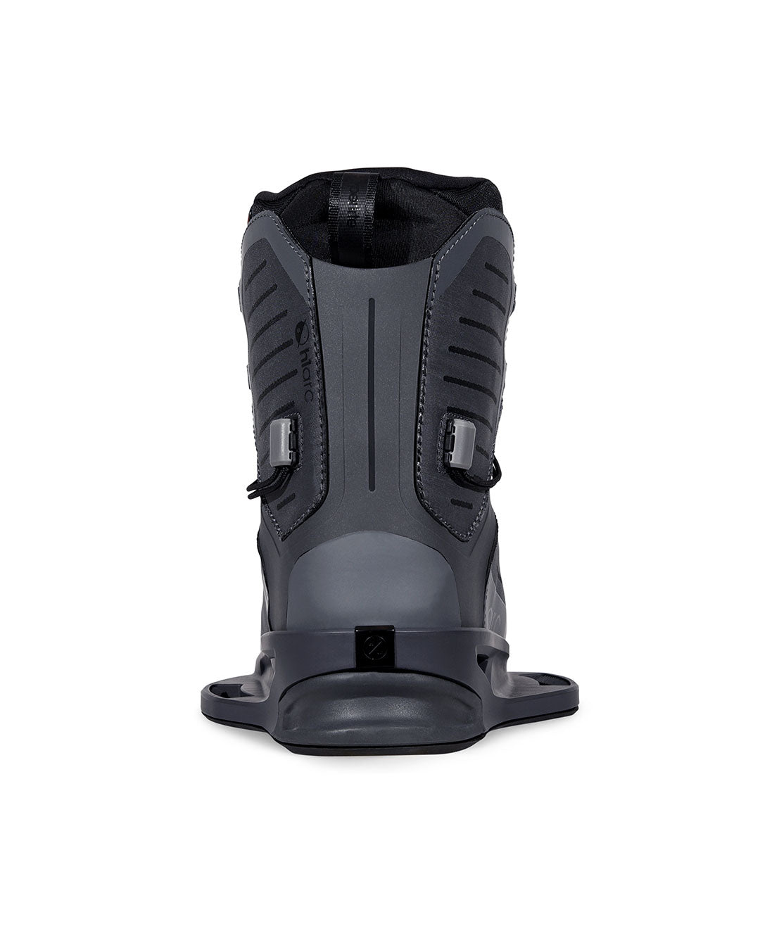 Rear view of a Gray Hyperlite boot with 'arc' branding on a white background