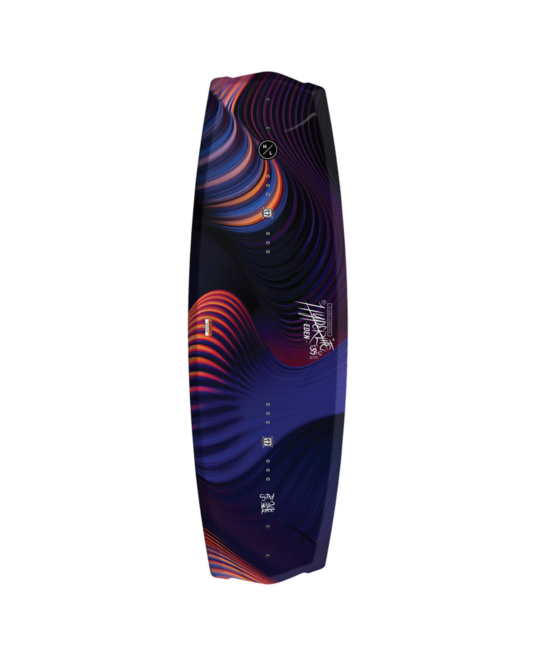 Colorful wakeboard with abstract design on a white background