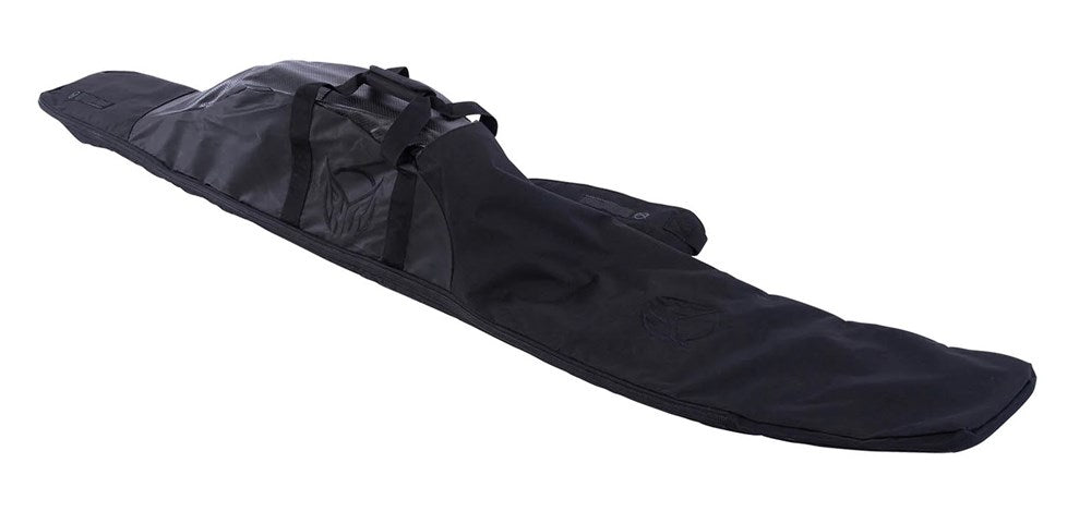 Black waterski bag on a white background