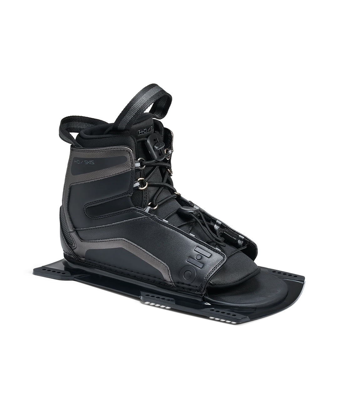 Black HO Sports stance waterski boot on a white background