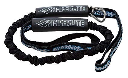 Black hyperlite bungy dock tie with white branding on a white background