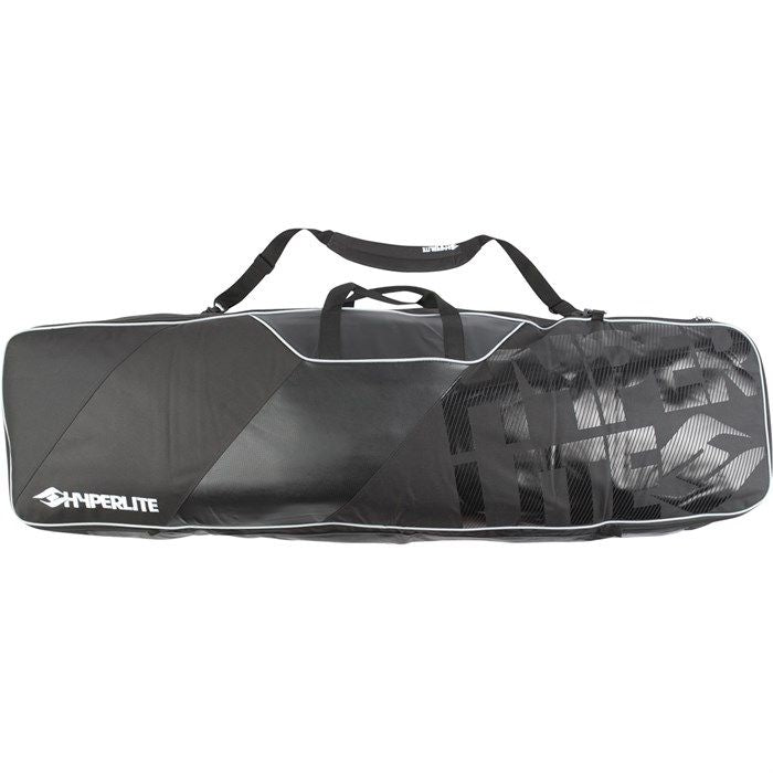 Black and white Hyperlite wakeboard bag on a white background