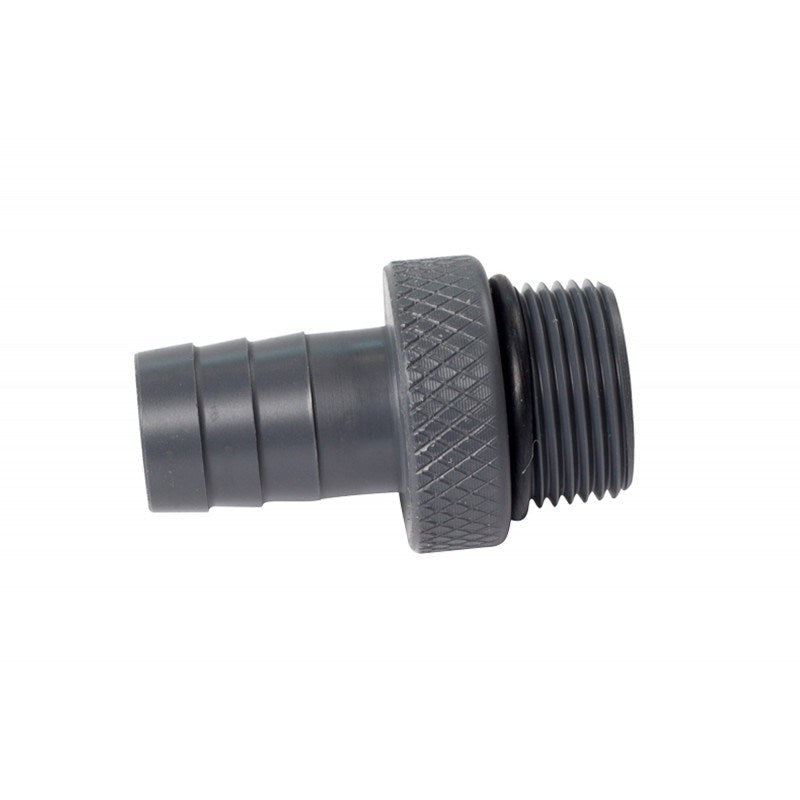 Fatsac Gray barbed end valave fitting on a white background