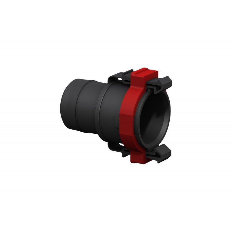 Fatsac Black and red straight flow connector on a white background