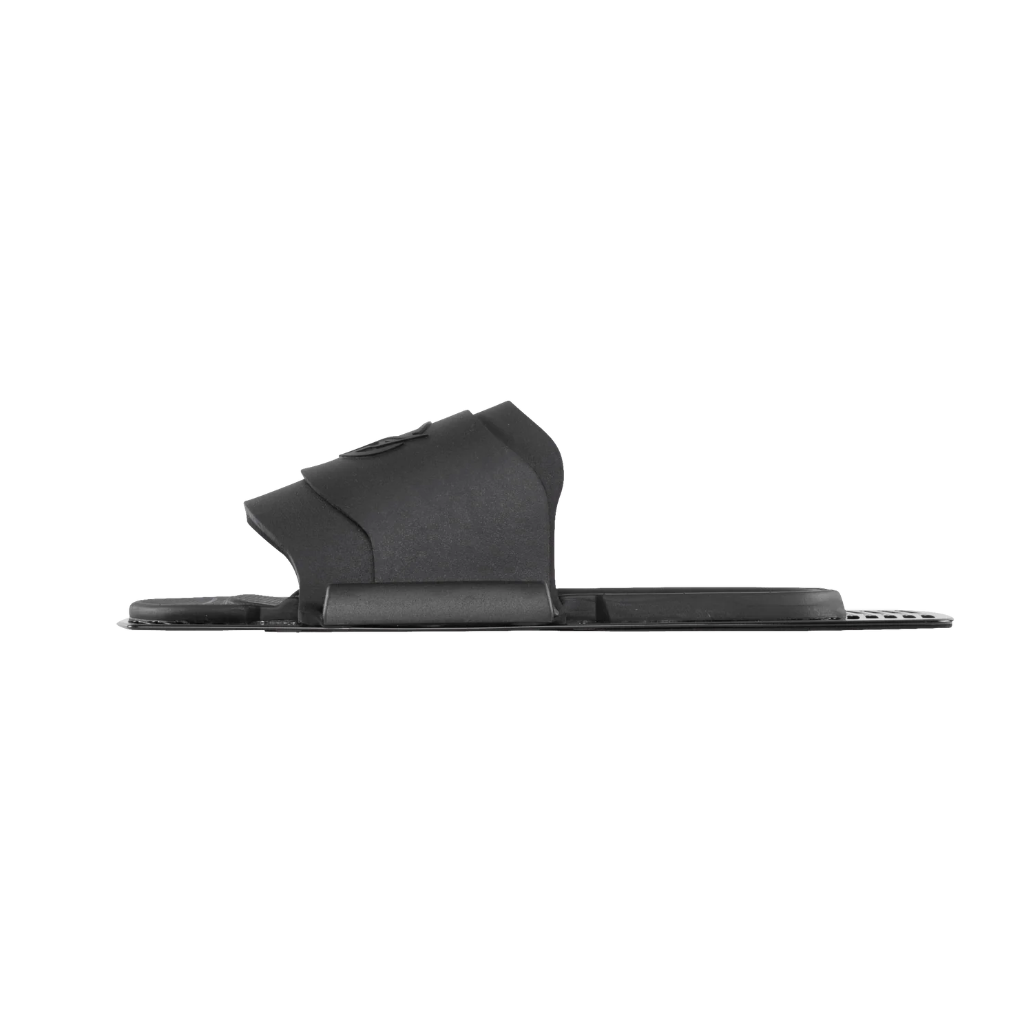 Side profile of a HO Sports Stance adjustable rear toe plate. All black on a black background